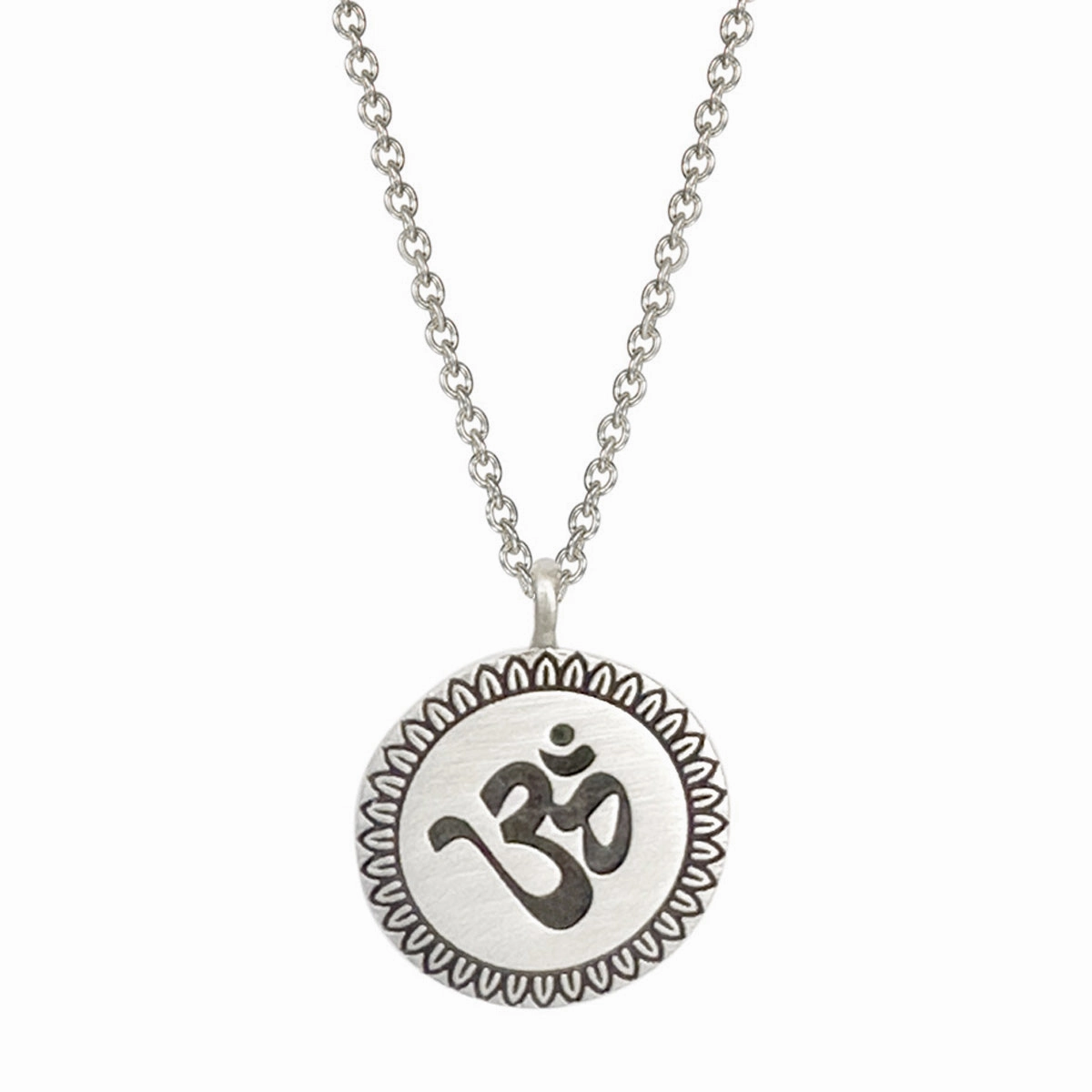 Sterling Silver Om Lotus Flower Pendant