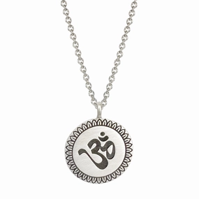 Sterling Silver Om Lotus Flower Pendant