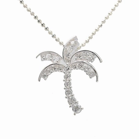 Sterling Silver Palm Tree with CZ Pendant (Chain Sold Separately)