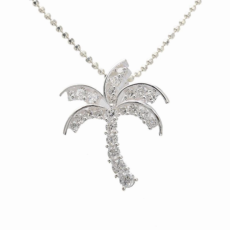 Sterling Silver Palm Tree with CZ Pendant (Chain Sold Separately)