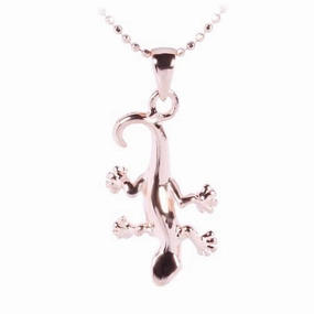 Sterling Silver Pink Gold Plated Gecko Pendant (Chain Sold Separately)