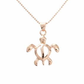Sterling Silver Pink Gold Plated Honu (Hawaiian Turtle) Pendant (Chain Sold Separately)