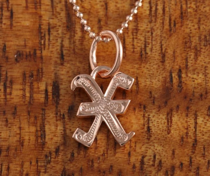 Sterling Silver Pink Gold Plated Old English Initial Pendant (Chain Sold Separately)