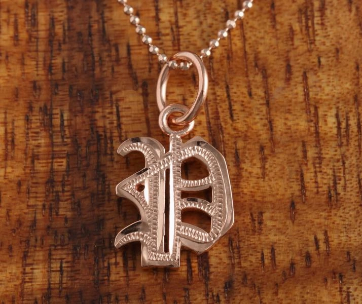 Sterling Silver Pink Gold Plated Old English Initial Pendant (Chain Sold Separately)