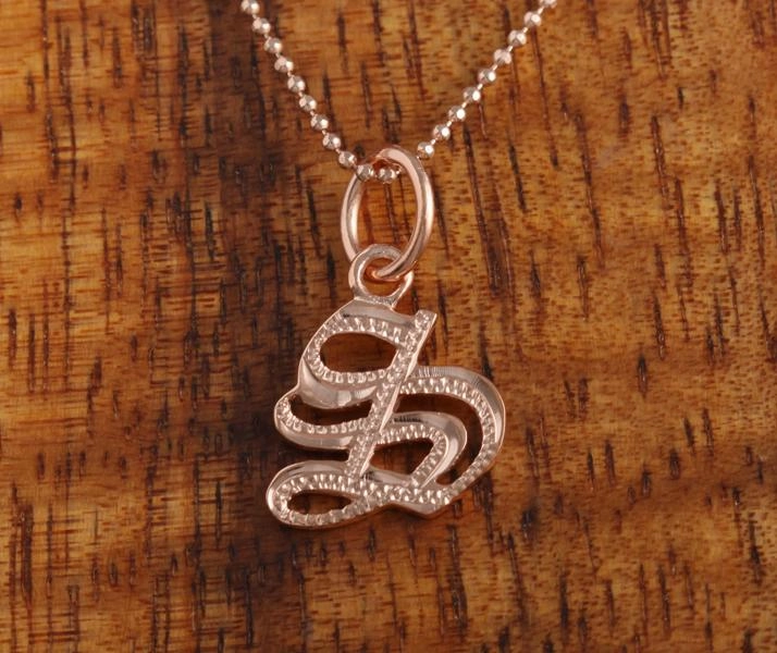 Sterling Silver Pink Gold Plated Old English Initial Pendant (Chain Sold Separately)