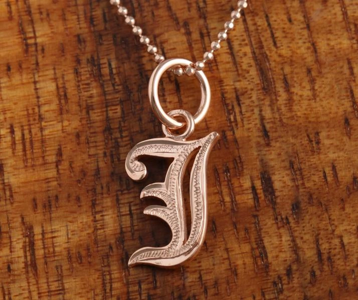 Sterling Silver Pink Gold Plated Old English Initial Pendant (Chain Sold Separately)