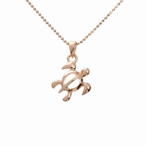 Sterling Silver Pink Gold Plated Right Side Honu (Hawaiian Turtle) Pendant (Chain Sold Separately)