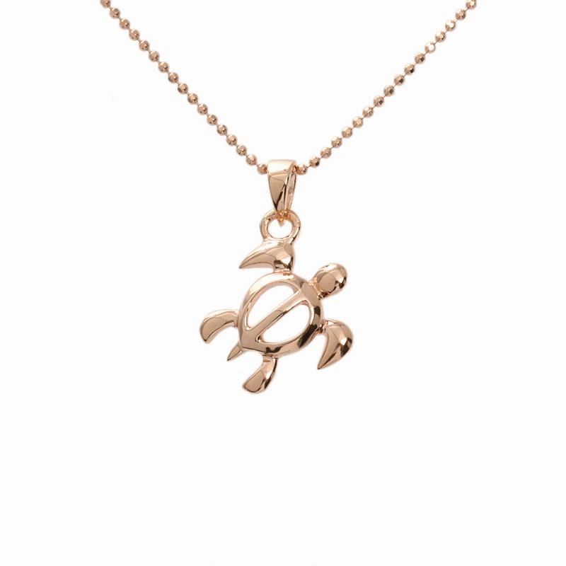 Sterling Silver Pink Gold Plated Right Side Honu (Hawaiian Turtle) Pendant (Chain Sold Separately)