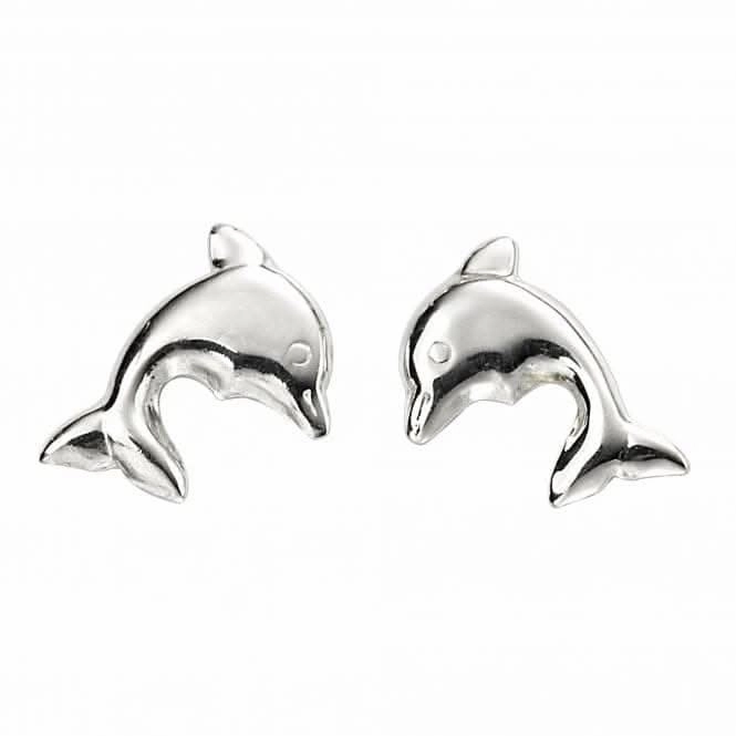 Sterling Silver Plain Dolphin Stud Earrings A2058