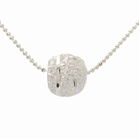 Sterling Silver Plumeria Ball Pendant (Chain Sold Separately)