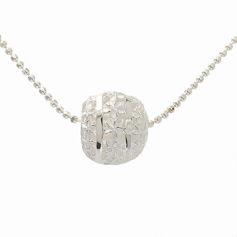 Sterling Silver Plumeria Ball Pendant (Chain Sold Separately)
