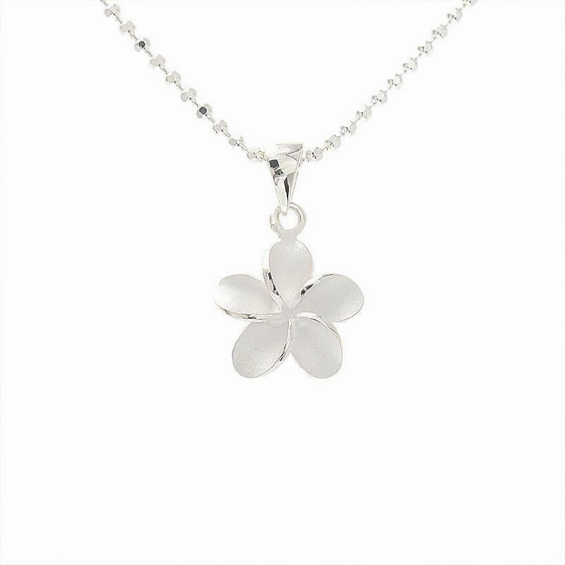 Sterling Silver Plumeria Sandblast Finish Pendant (XS/S) (Chain Sold Separately)