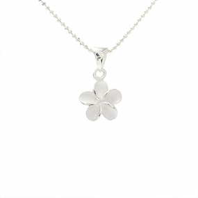 Sterling Silver Plumeria Sandblast Finish Pendant (XS/S) (Chain Sold Separately)