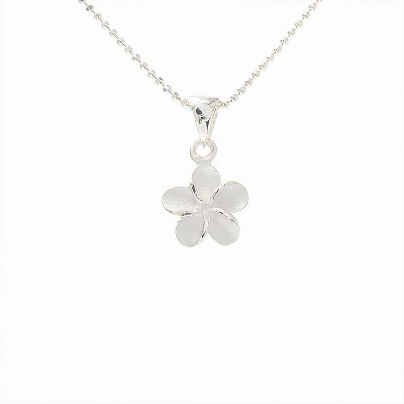 Sterling Silver Plumeria Sandblast Finish Pendant (XS/S) (Chain Sold Separately)