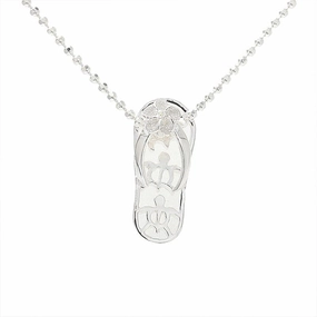 Sterling Silver Plumeria with CZ 3 Honu (Hawaiian Turtle) Slipper Pendant (Chain Sold Separately)