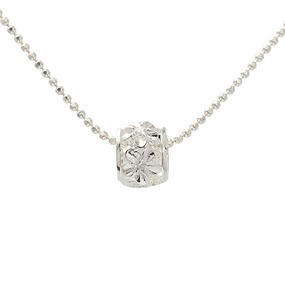 Sterling Silver Plumeria with CZ Barrel Pendant (Chain Sold Separately)