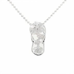 Sterling Silver Plumeria with CZ Slipper Pendant (Chain Sold Separately)