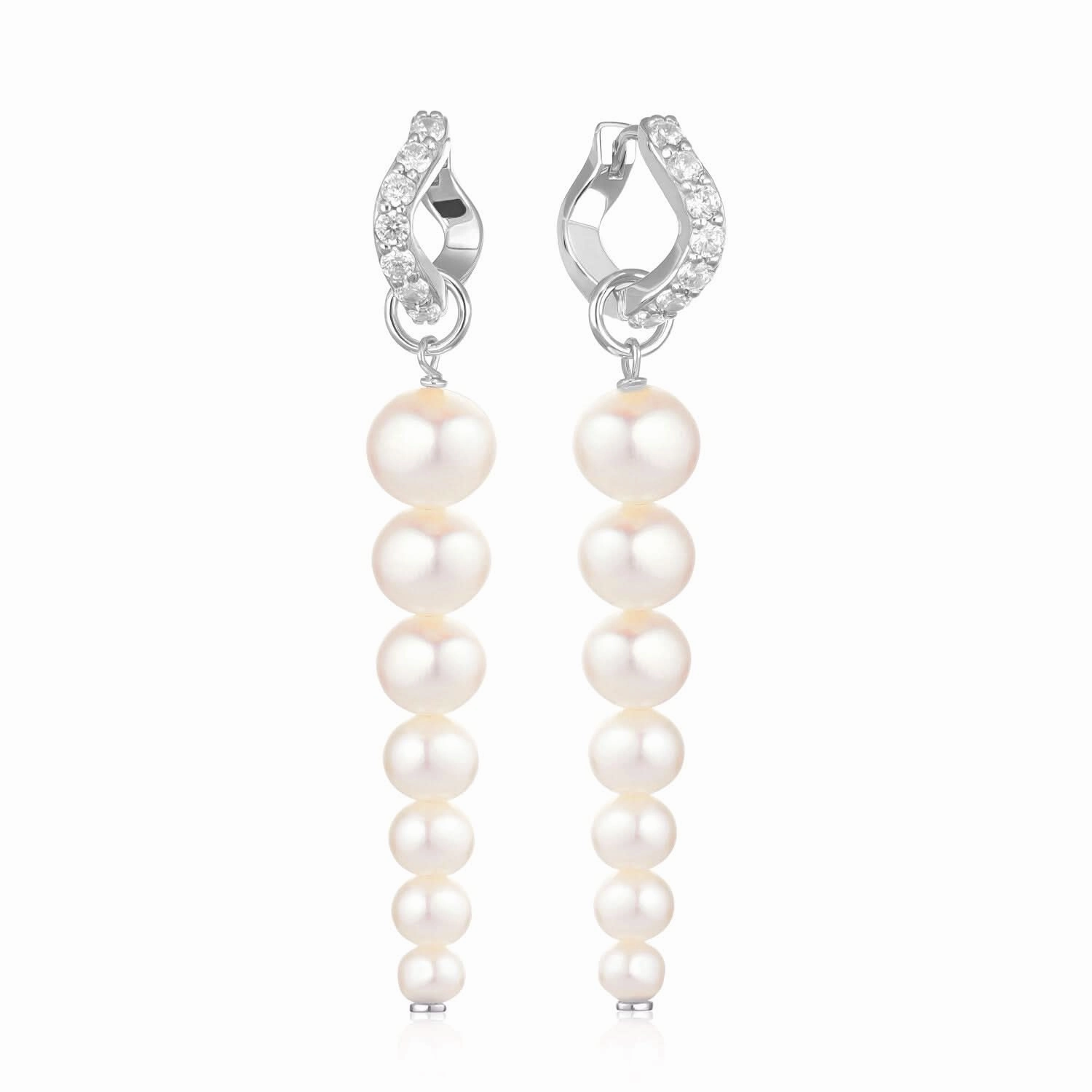 Sterling Silver Ponza Sette Earrings SJ-E2447-PCZ