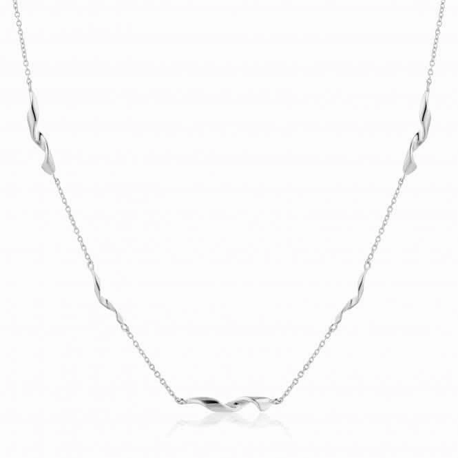 Sterling Silver Rhodium Plated Helix 15" Necklace N012-02H