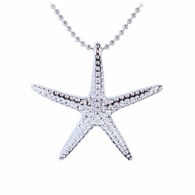 Sterling Silver Rhodium Plated Starfish Pendant (Chain Sold Separately)