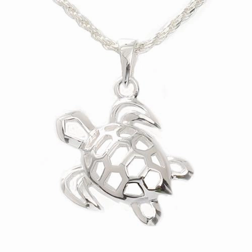 Sterling Silver See Through Left Side Honu (Hawaiian Turtle) Pendant (Chain Sold Separately)