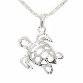 Sterling Silver See Through Left Side Honu (Hawaiian Turtle) Pendant (Chain Sold Separately)