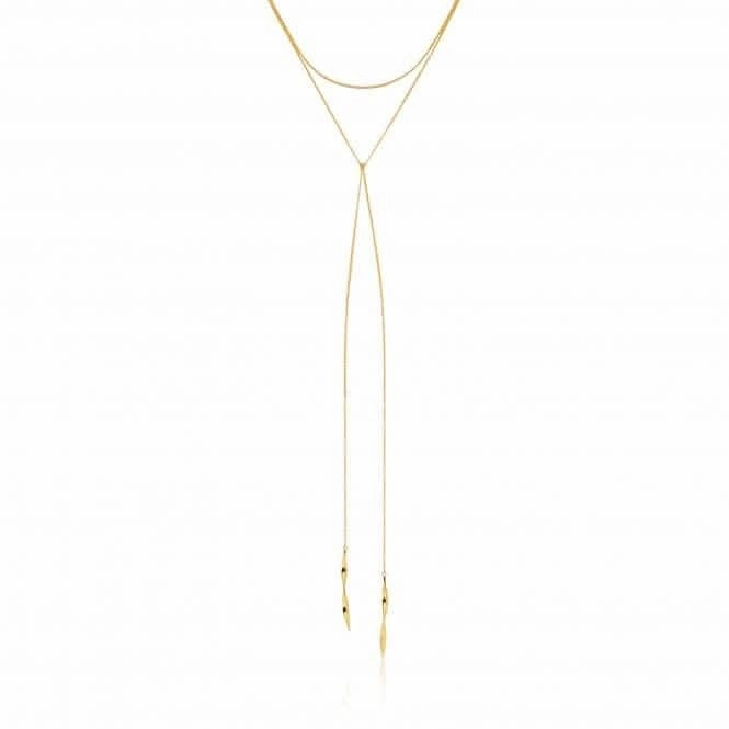 Sterling Silver Shiny Gold Plated Helix Lariat 16" Necklace N012-01G
