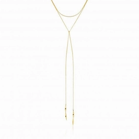 Sterling Silver Shiny Gold Plated Helix Lariat 16" Necklace N012-01G