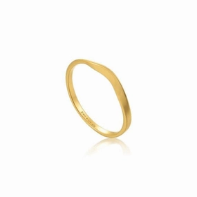 Sterling Silver Shiny Gold Plated Modern Curve Ring R002-03G