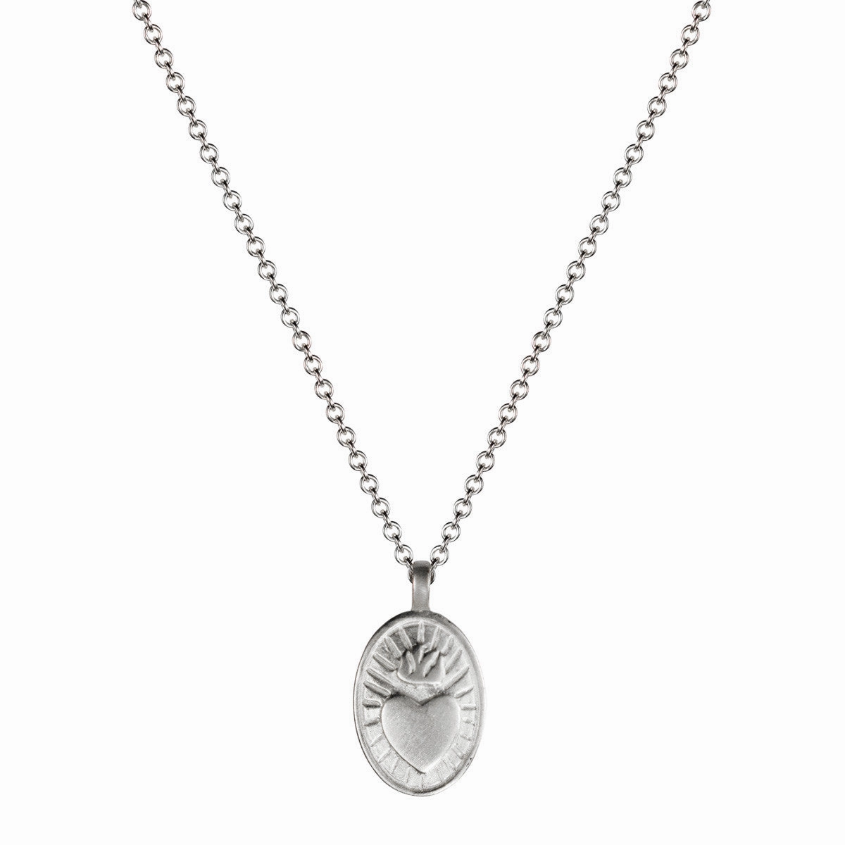 Sterling Silver Small Heart with Flames Pendant