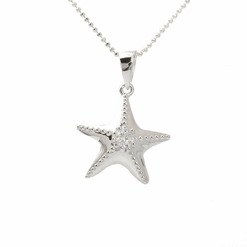 Sterling Silver Starfish with CZ Pendant (Chain Sold Separately)