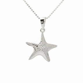 Sterling Silver Starfish with CZ Pendant (Chain Sold Separately)