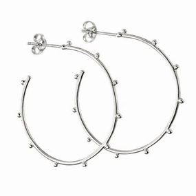 Sterling Silver Studded 3/4 Hoop Earrings E5863