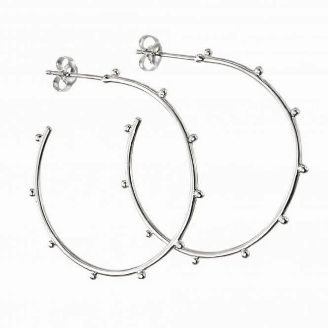 Sterling Silver Studded 3/4 Hoop Earrings E5863