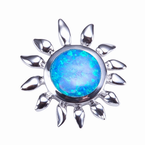 Sterling Silver Sunflower with Opal Inlaid Pendant (Chain Sold Separately)