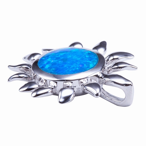 Sterling Silver Sunflower with Opal Inlaid Pendant (Chain Sold Separately)