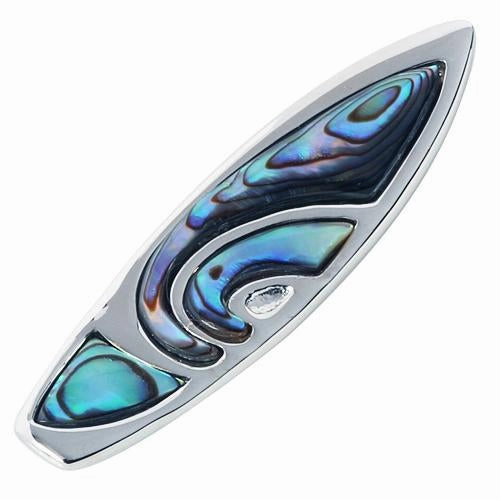 Sterling Silver Surfboard with Abalone Inlaid Pendant (Chain Sold Separately)