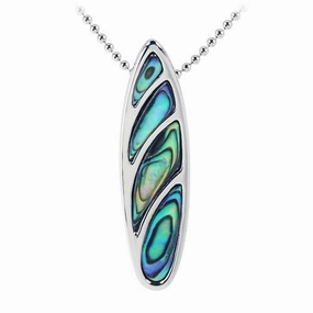 Sterling Silver Surfboard with Abalone Inlaid Pendant (Chain Sold Separately)