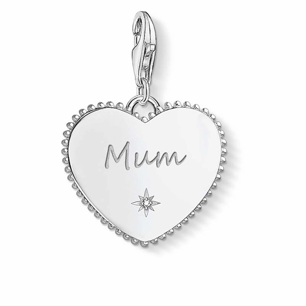Sterling Silver Thomas Sabo Charm Club Engravable Mum Heart