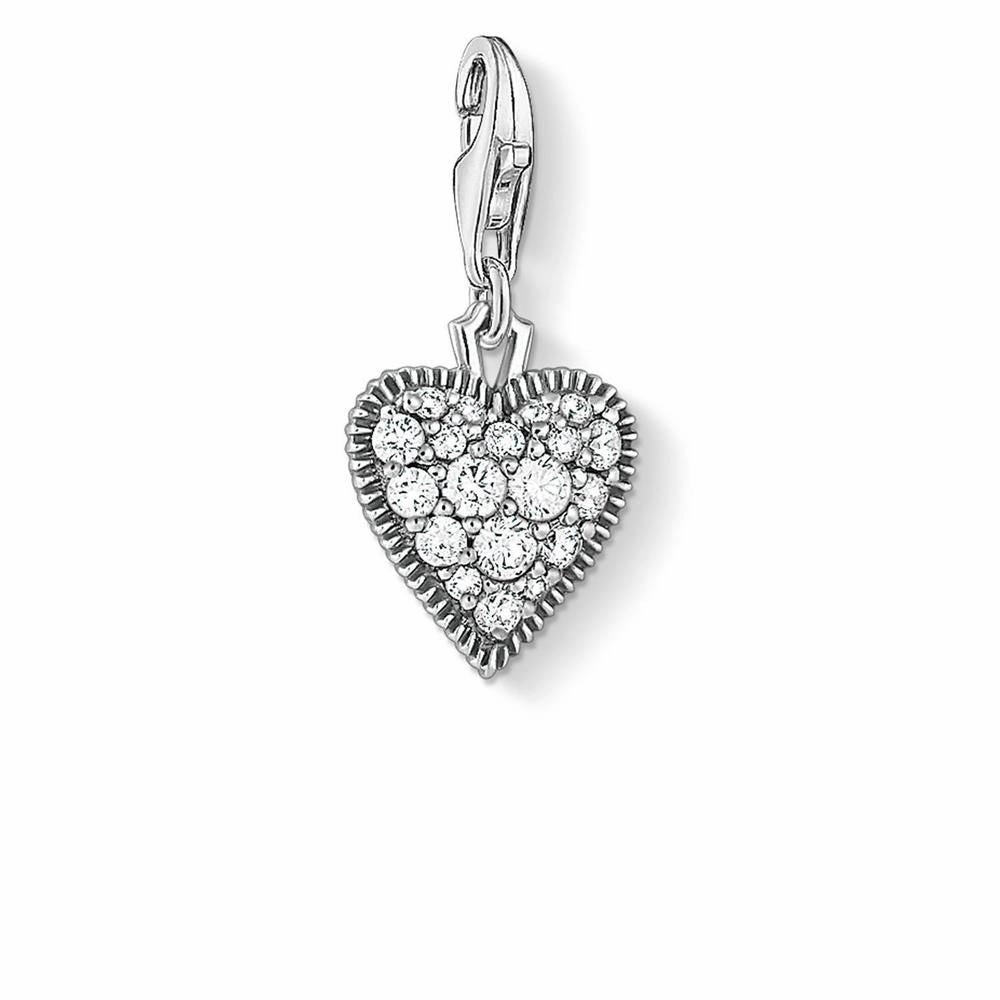 Sterling Silver Thomas Sabo Charm Club Oxidised Zirconia Heart
