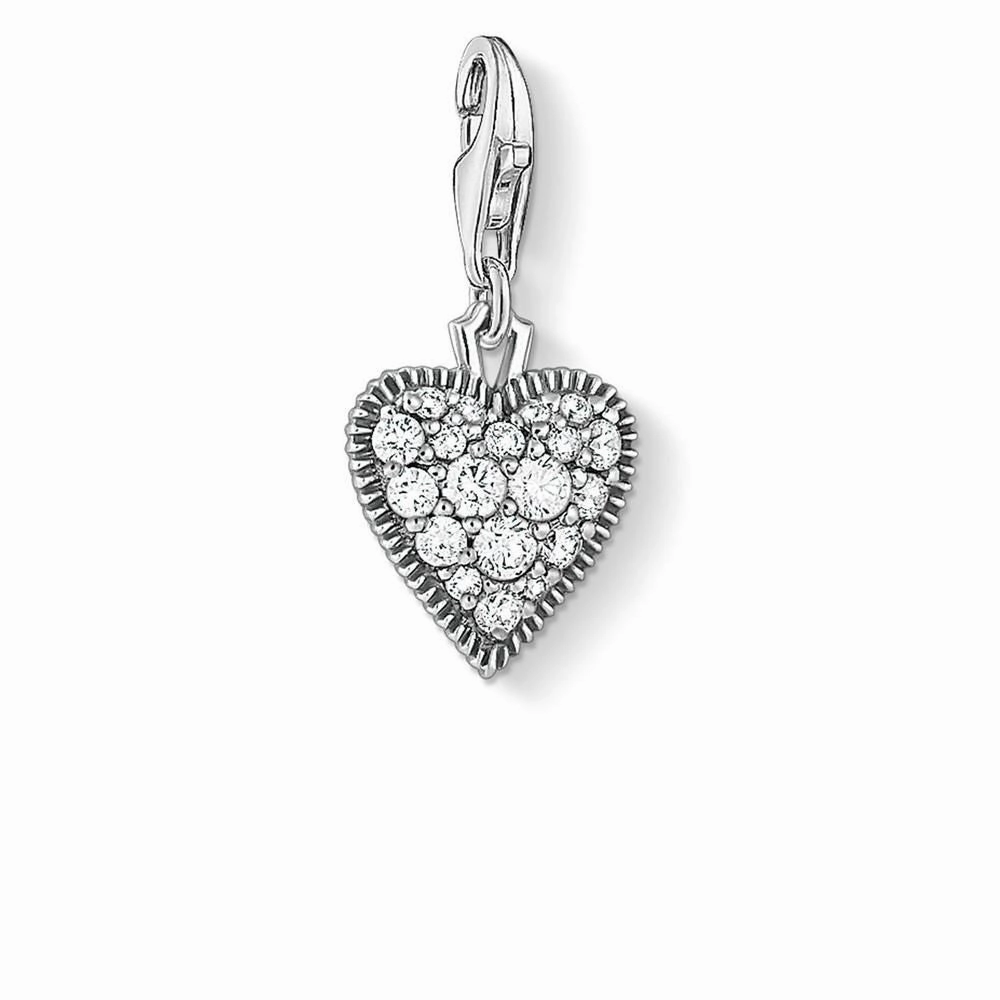 Sterling Silver Thomas Sabo Charm Club Oxidised Zirconia Heart