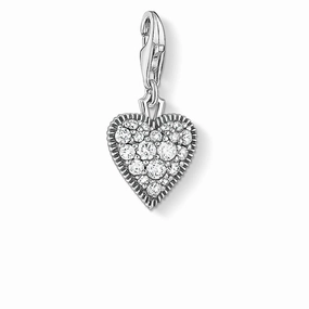 Sterling Silver Thomas Sabo Charm Club Oxidised Zirconia Heart