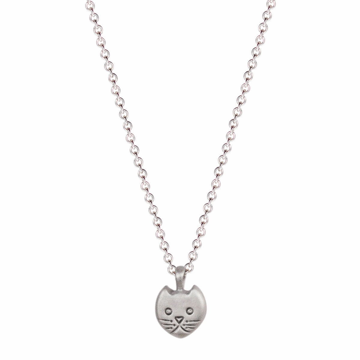 Sterling Silver Tiny Kitten Pendant with Sapphire Eyes