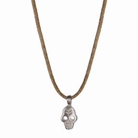 Sterling Silver Tiny Skull Pendant on Cord