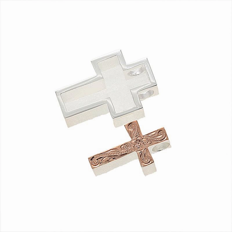 Sterling Silver Two-Tone Pink Gold Plated 2 in 1 Cross Pendant (Chain Sold Separately)