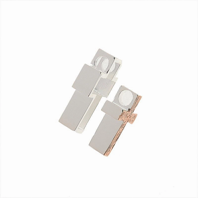 Sterling Silver Two-Tone Pink Gold Plated 2 in 1 Cross Pendant (Chain Sold Separately)