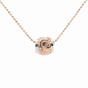 Sterling Silver Two Tone Pink Gold Plated Barrel Pendant (Chain Sold Separately)