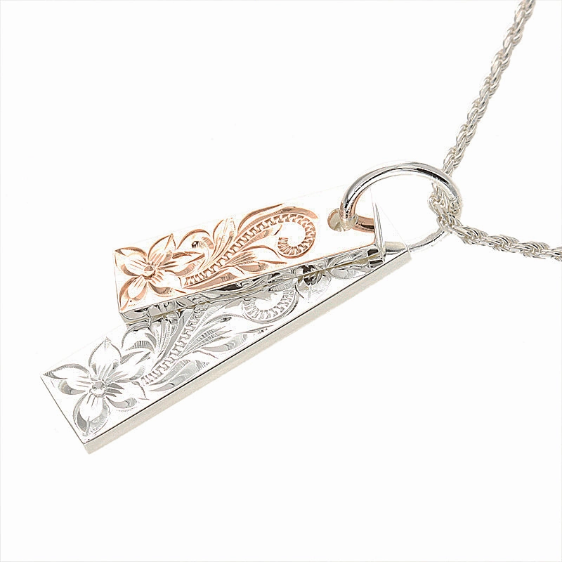 Sterling Silver Two-Tone Pink Gold Plated Scroll Double Plate Pendant (Chain Sold Separately)