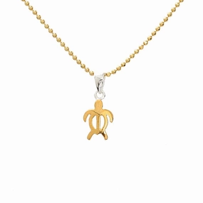 Sterling Silver Two-Tone Yellow Gold Honu (Hawaiian Turtle) Pendant (Chain Sold Separately)