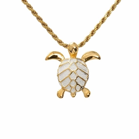 Sterling Silver Two Tone Yellow Gold Plated Honu (Hawaiian Turtle) Pendant (Chain Sold Separately)